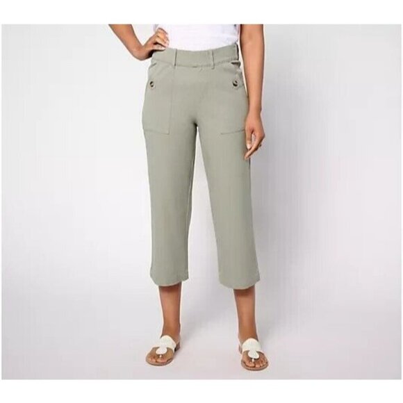 AnyBody Regular All-Stretch Twill Cropped Pant Sage, X-Small - Picture 1 of 1